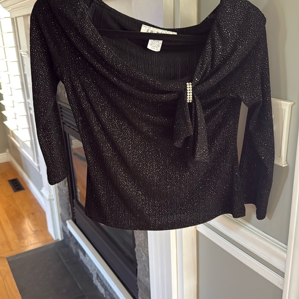 💰SALE Black Glittery Top with Rhinestone Detail